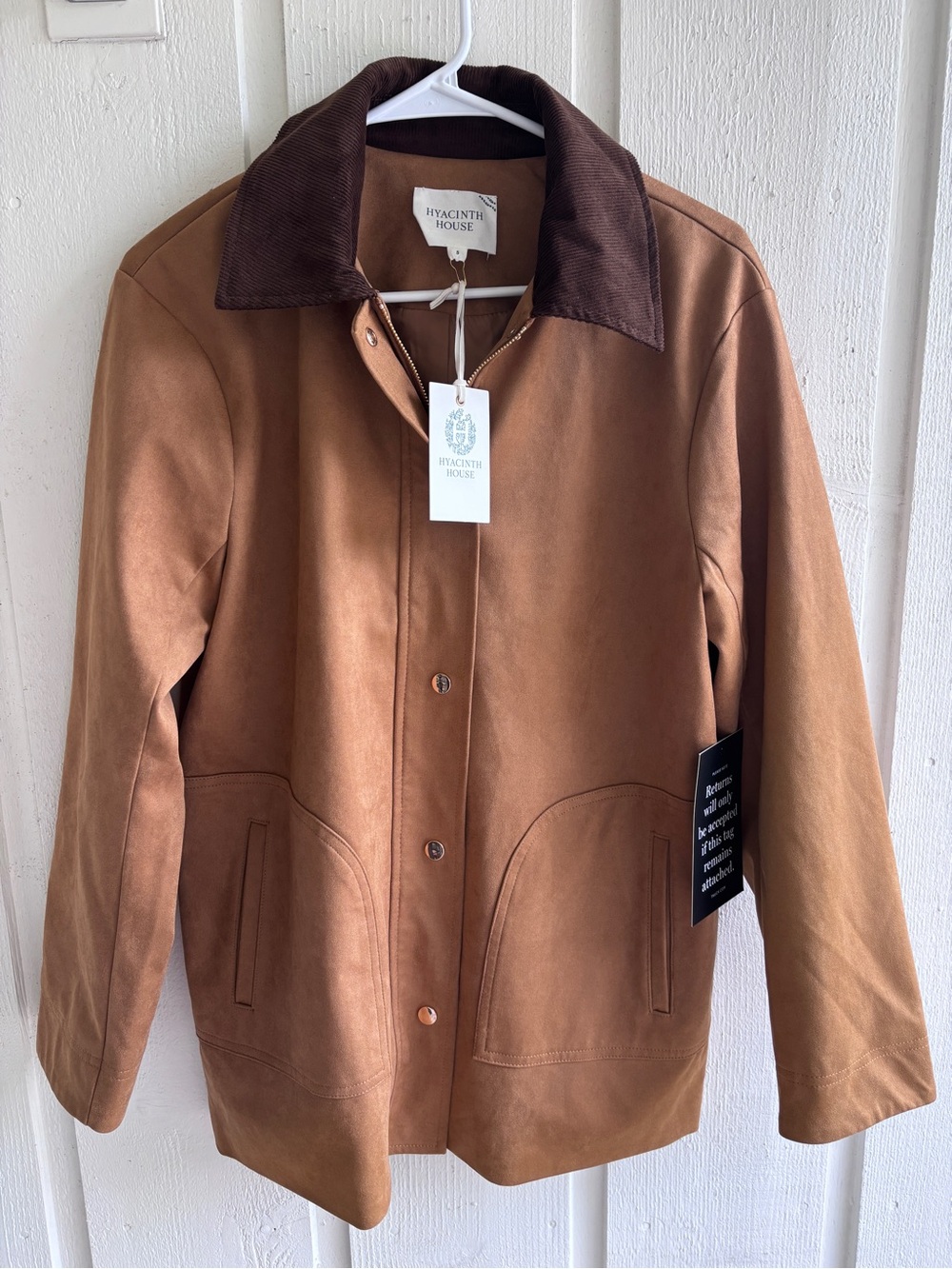 Tuckernuck “Hyacinth House” Camel Suede Cody Jacket with Dark Brown Collar - Picture 2 of 6